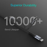 CHOETECH 1.2M USB-C to MFi Certified Charging Cable for iPhone and iPad - Top-Down View