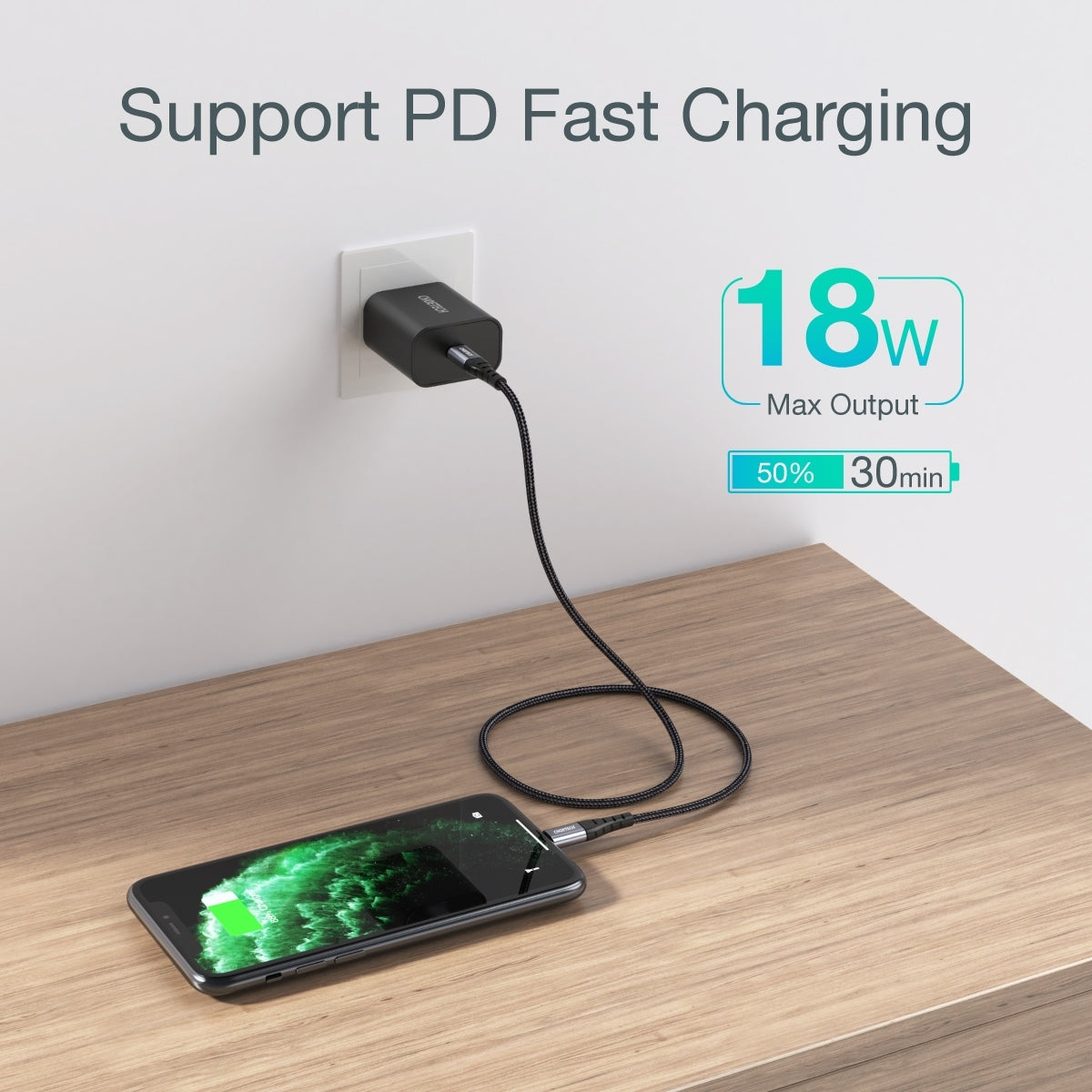 CHOETECH 3M MFi Certified USB-C to Lightning Cable for iPhone and iPad Fast Charging