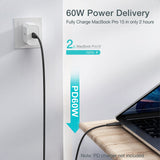 CHOETECH 60W USB-C M to M Fast Charging Cable 1.2m - 2 Pack (Model MIX00086) - Side View
