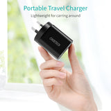 CHOETECH Q5003 18W Quick Charge USB Wall Adapter (Black) - Side View