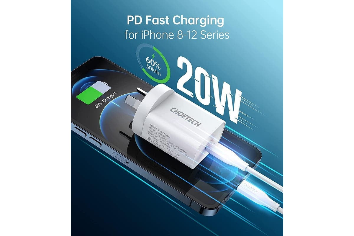 Choetech 20W Rapid PD Type-C Wall Charger with USB-C to Lightning Cable