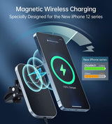 CHOETECH 15W MagLeap Magnetic Wireless Car Charger with 1M Cable and 360° Adjustable Mount - Side View