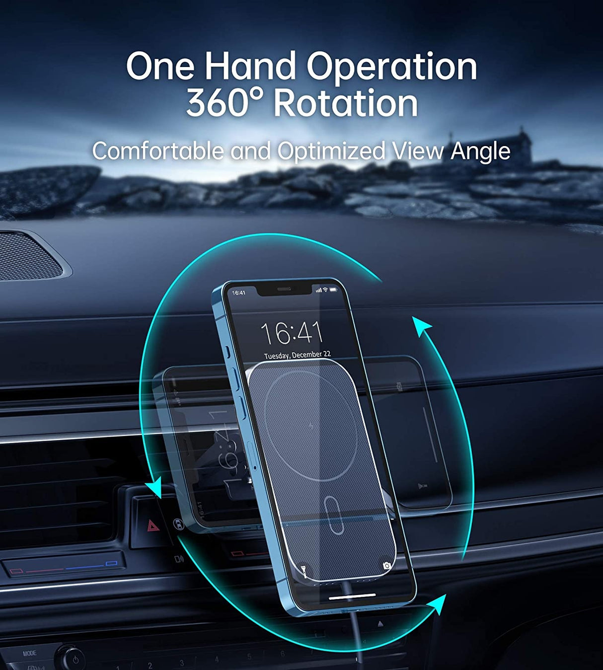 CHOETECH 15W MagLeap Magnetic Wireless Car Charger with 1M Cable and 360° Adjustable Mount