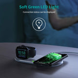 CHOETECH T317 2-in-1 Fast Charging Station for iPhone, Apple Watch & AirPods - Close-Up Angle