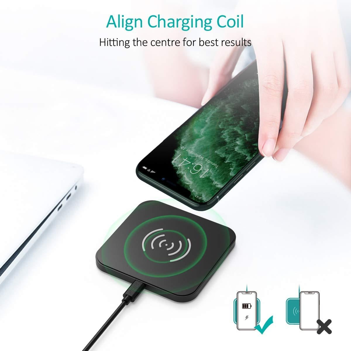 CHOETECH T511BW Qi Certified Dual Wireless Charging Pads - Fast Charge Black & White Bundle