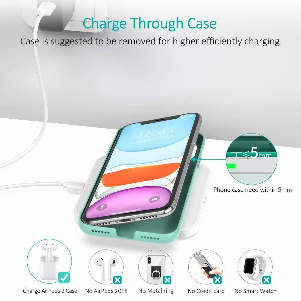 CHOETECH T511BW Qi Certified Dual Wireless Charging Pads - Fast Charge Black & White Bundle