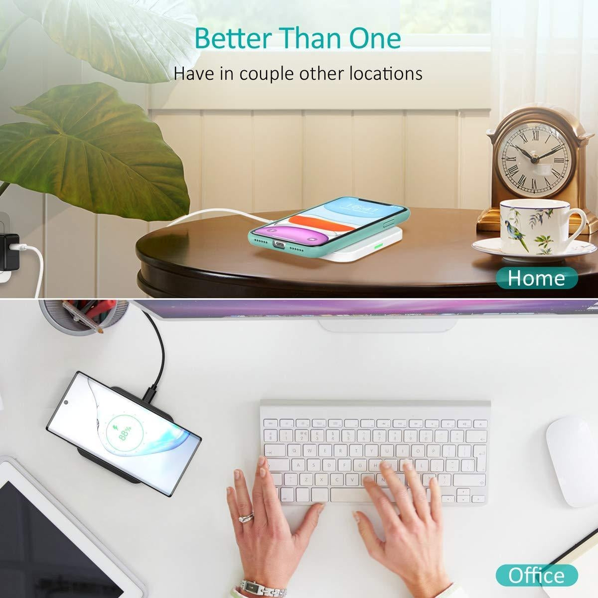 CHOETECH T511BW Qi Certified Dual Wireless Charging Pads - Fast Charge Black & White Bundle