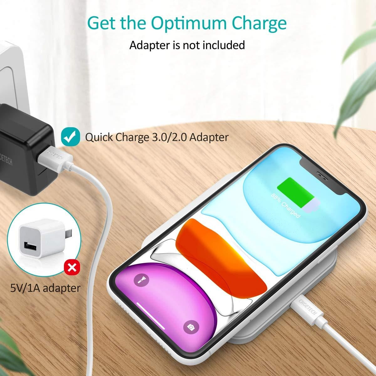 CHOETECH T511BW Qi Certified Dual Wireless Charging Pads - Fast Charge Black & White Bundle