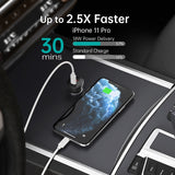 CHOETECH 36W Dual USB-C Fast Car Charger Adapter - Black - Side View