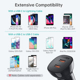 CHOETECH 36W Dual USB-C Fast Car Charger Adapter - Black - Front View