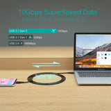 CHOETECH XCC-1007 100W USB-C Braided Fast Charge Cable (20V 5A, 2M) - Side View
