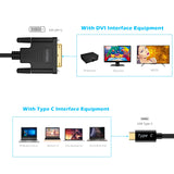 CHOETECH 1.8m USB-C to DVI Cable (4K@30Hz) - Thunderbolt 3 Compatible - Top-Down View