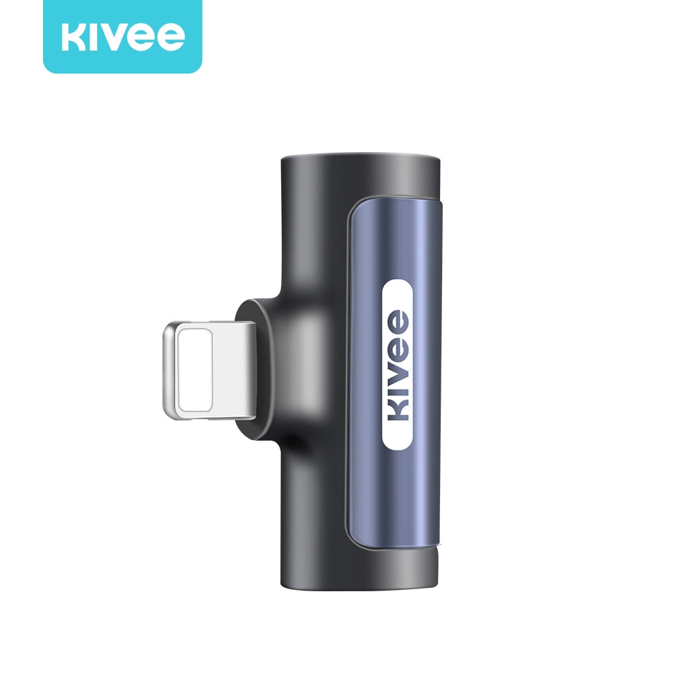 KIVEE AD10 Black Lightning to 3.5mm Audio and Charging Adapter for iPhone