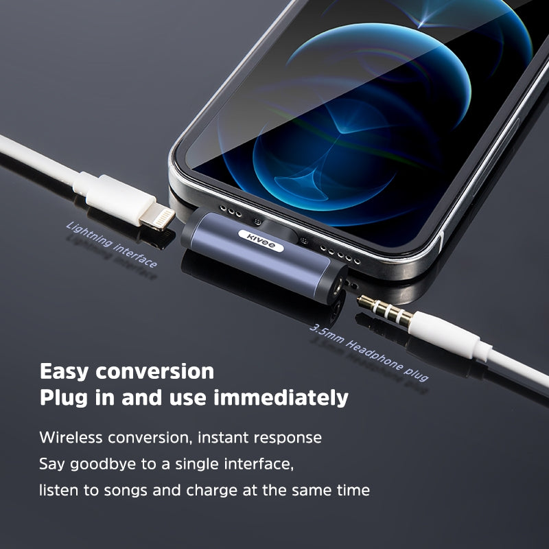 KIVEE AD10 White iPhone 8-Pin to 3.5mm Audio and Charging Adapter