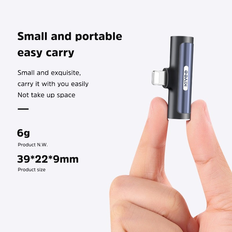 KIVEE AD10 White iPhone 8-Pin to 3.5mm Audio and Charging Adapter