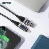 Kivee CT10 Multi-Connector 4-in-1 Charging Cable 1M Black - Front View
