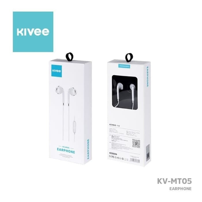 KIVEE MT05W 3.5mm White Earphones with 1.2M Tangle-Free Cable