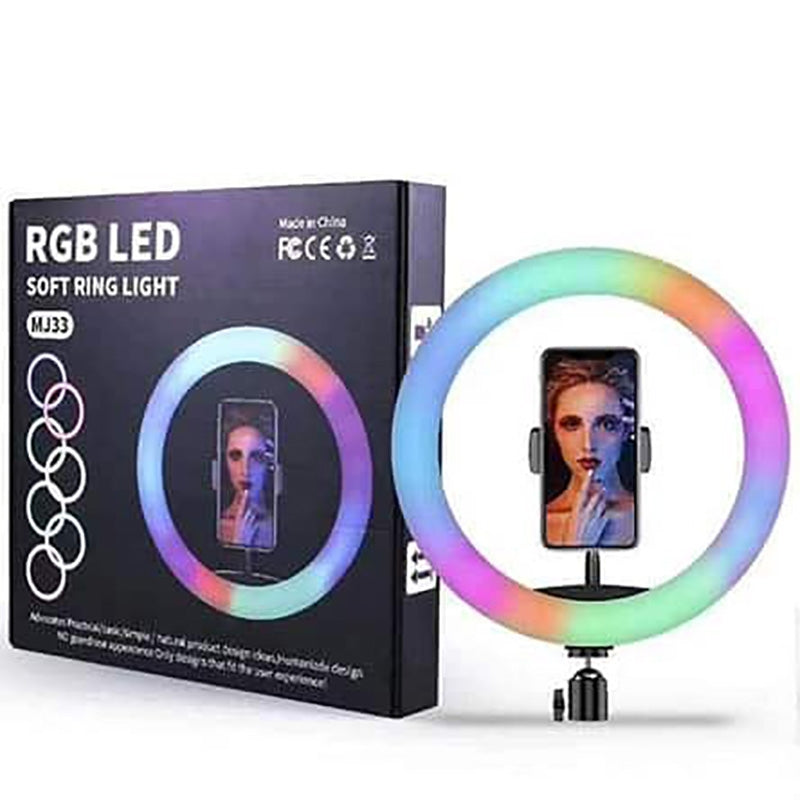 TEQ MJ33 12-inch RGB LED Soft Light Ring with Adjustable Pan Tilt