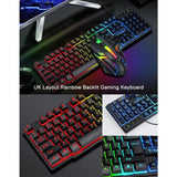 T-Wolf TF800 RGB Complete Gaming Gear Set: Keyboard, Mouse, Headset, and Mouse Pad - Close-Up Angle