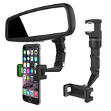TEQ 360° Rotating Car Phone Mount for Rearview Mirror - Side View