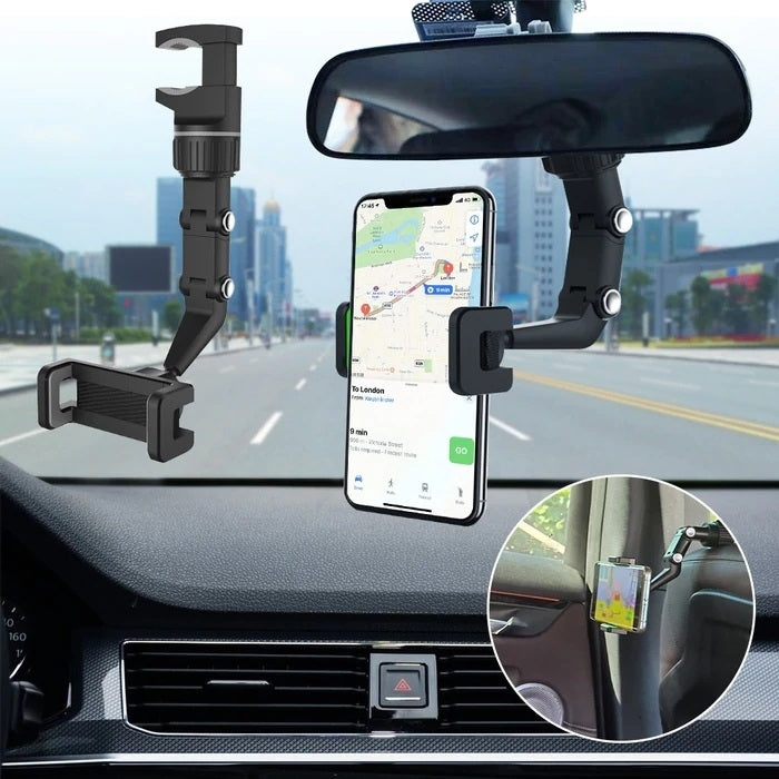 TEQ 360° Rotating Car Phone Mount for Rearview Mirror