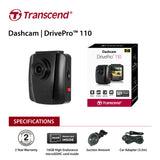 Transcend DrivePro 110 Dashcam with 16GB Storage and 2.4 LCD Display