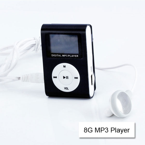 Compact 16GB Metallic MP3 Music Player with USB Charger & Earbuds - Silver