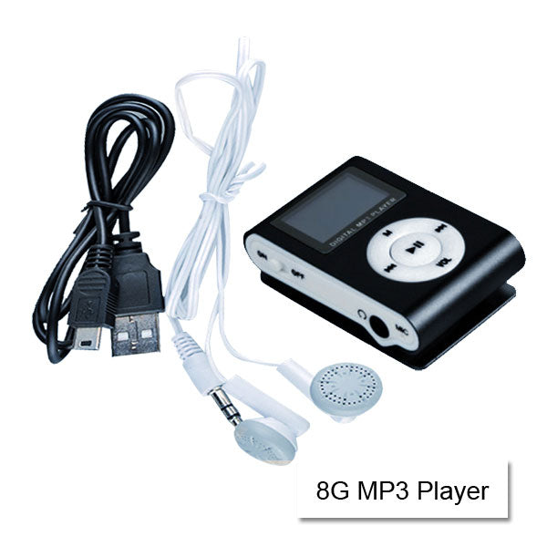 Compact 16GB Metallic MP3 Music Player with USB Charger & Earbuds - Silver