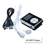 Compact 16GB Metallic MP3 Music Player with USB Charger & Earbuds - Silver - 45-Degree Angle