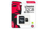 KINGSTON Canvas Select 32GB MicroSD Card with SD Adapter - 80MB/s Read Speed for HD Filming and High-Resolution Photos - Top-Down View
