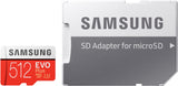 SAMSUNG EVO PLUS 512GB microSDXC Memory Card with UHS-I Adapter - 100MB/s Read, 90MB/s Write Speeds - Front View