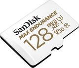 SanDisk MAX ENDURANCE 128GB MicroSDXC Card for Continuous Recording - UHS-I C10 U3 V30, 100MB/s Read Speed with SD Adapter - Front View