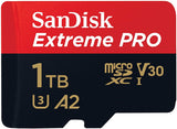 SanDisk Extreme Pro 1TB microSDXC Card with SD Adapter - 170MB/s Speed for 4K UHD and App Performance - Front View