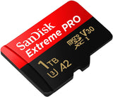 SanDisk Extreme Pro 1TB microSDXC Card with SD Adapter - 170MB/s Speed for 4K UHD and App Performance - Side View