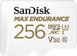 SanDisk MAX ENDURANCE 256GB MicroSDXC Card - 120,000 Hours of Recording, UHS-I U3 V30, 100MB/s Read Speed, SD Adapter Included - Side View
