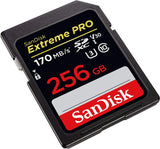SanDisk 256GB Extreme Pro SDXC UHS-I Memory Card - 4K UHD Video Recording - Side View