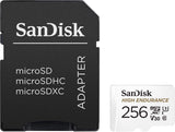 SanDisk 256GB High Endurance MicroSDHC Memory Card with SD Adapter - UHS-I C10 U3 V30, 100MB/s Read, 40MB/s Write - Side View