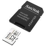 SanDisk 32GB High Endurance MicroSDHC Card with SD Adapter - UHS-I C10 U3 V30, 100MB/s Read Speed, Ideal for Dash Cams and Home Security - Side View