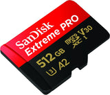 SanDisk Extreme PRO 512GB MicroSDXC Card with Adapter - A2 V30 UHS-I/U3 170MB/s Read Speed - Front View