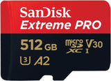 SanDisk Extreme PRO 512GB MicroSDXC Card with Adapter - A2 V30 UHS-I/U3 170MB/s Read Speed - Side View