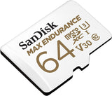 SanDisk MAX ENDURANCE 64GB microSDXC Card - Ideal for Security Cameras & Dash Cams - 100MB/s Read, 40MB/s Write, UHS-I C10 U3 V30 - Front View
