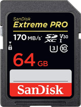 SanDisk Extreme Pro 64GB SDXC Card - 170MB/s Read, 90MB/s Write, 4K UHD, UHS-I/U3 - Front View