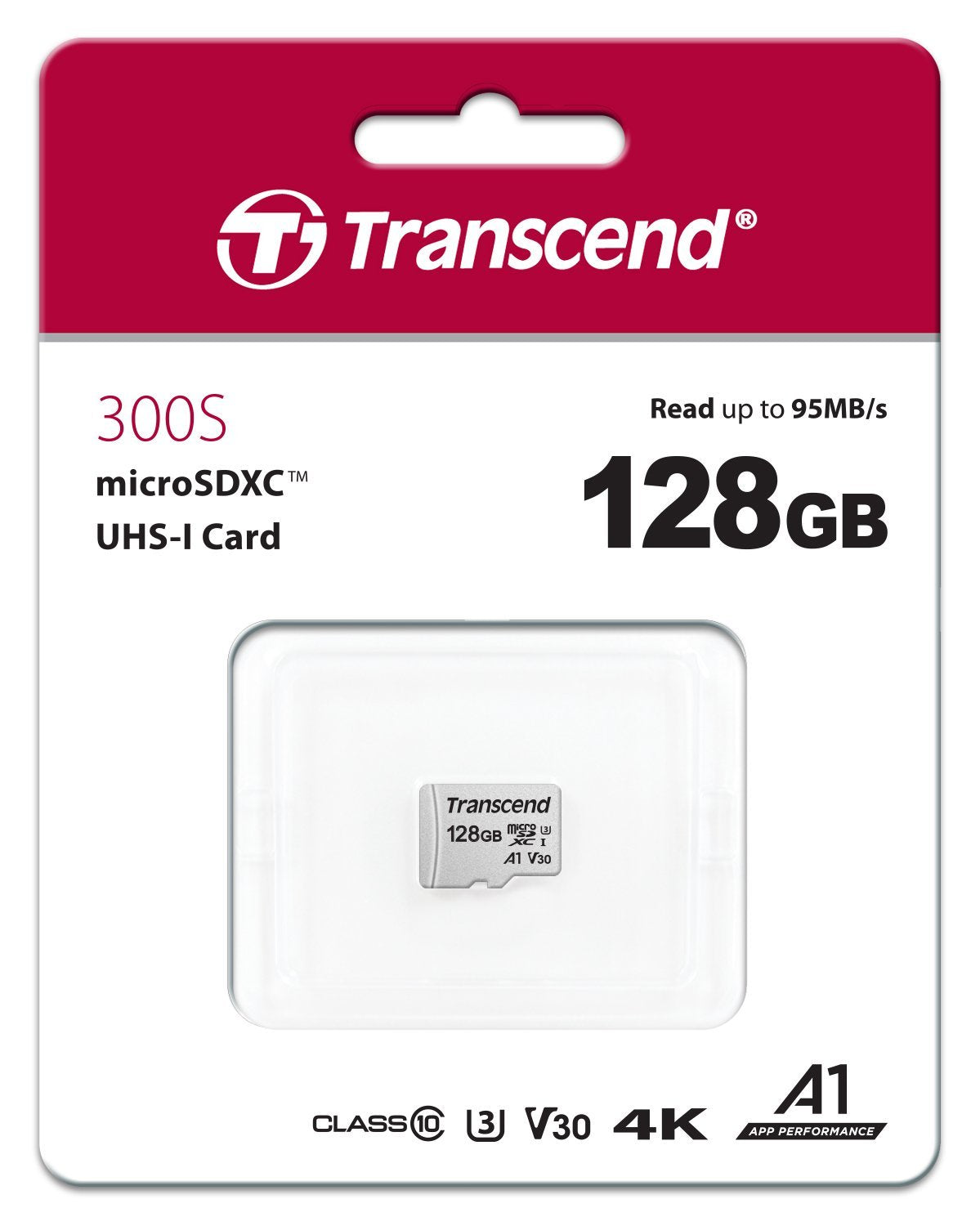 Transcend 128GB UHS-I U3A1 microSDXC Card (No Adapter) - High-Speed Performance with V30 and A1 Ratings