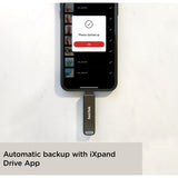 SanDisk 64GB iXpand Luxe Dual-Connector Flash Drive for iPhone and USB-C Devices - Close-Up Angle