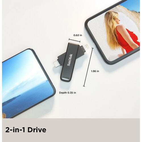 SanDisk 64GB iXpand Luxe Dual-Connector Flash Drive for iPhone and USB-C Devices