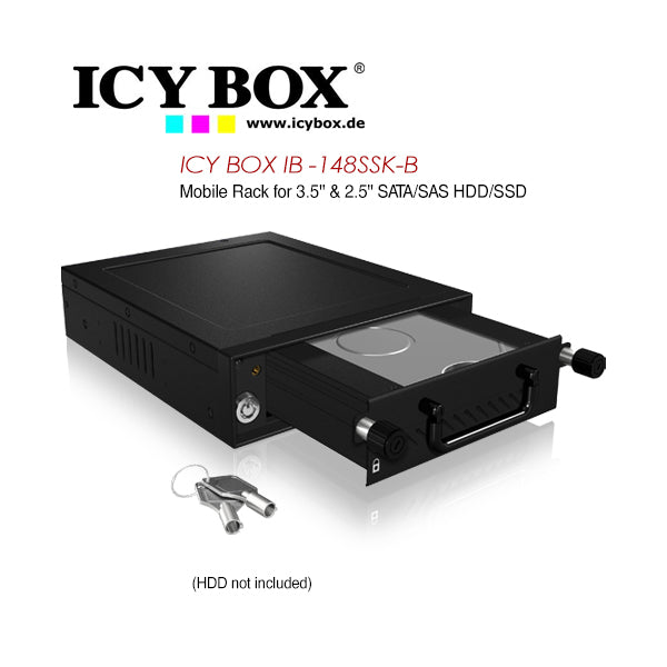 ICY BOX Dual-Slot Mobile Rack for 3.5" & 2.5" SATA/SAS HDD/SSD with Cooling System (IB-148SSK-B)