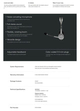 Logitech H110 Noise-Canceling Stereo Headset with Flexible Boom Microphone - Front View