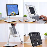 Versatile 3-in-1 Adjustable Holder for Smartphones, Tablets, and Laptops - White - Front View