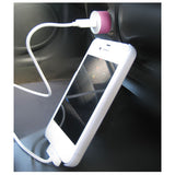 Huntkey Pink Compact Car Charger for iPad & Smartphone with MFI Cable - 5V 2.1A - Top-Down View