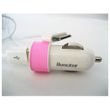 Huntkey Pink Compact Car Charger for iPad & Smartphone with MFI Cable - 5V 2.1A - Front View